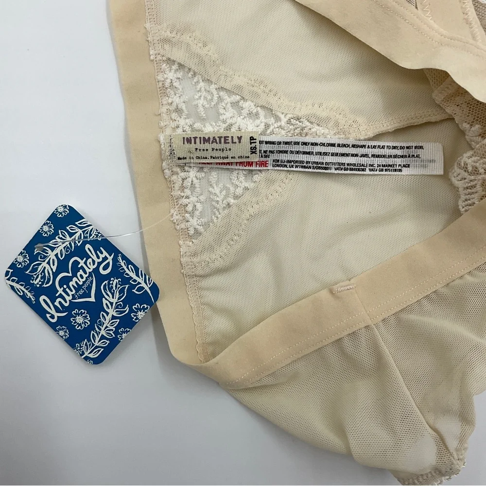 Free People Intimately Daydreamer Hipster Embroidered Mesh Panties Nude Size XS